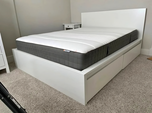 IKEA Malm Queen size bed frame with mattress - White