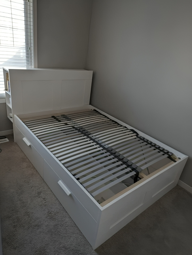 IKEA Brimness Double size bed frame with mattress.