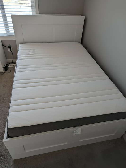 IKEA Brimness Double size bed frame with mattress.