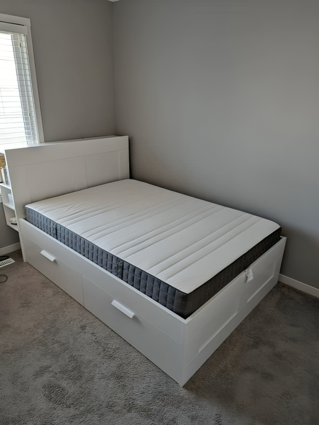 IKEA Brimness Double size bed frame with mattress.