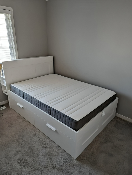 IKEA Brimness Double size bed frame with mattress.