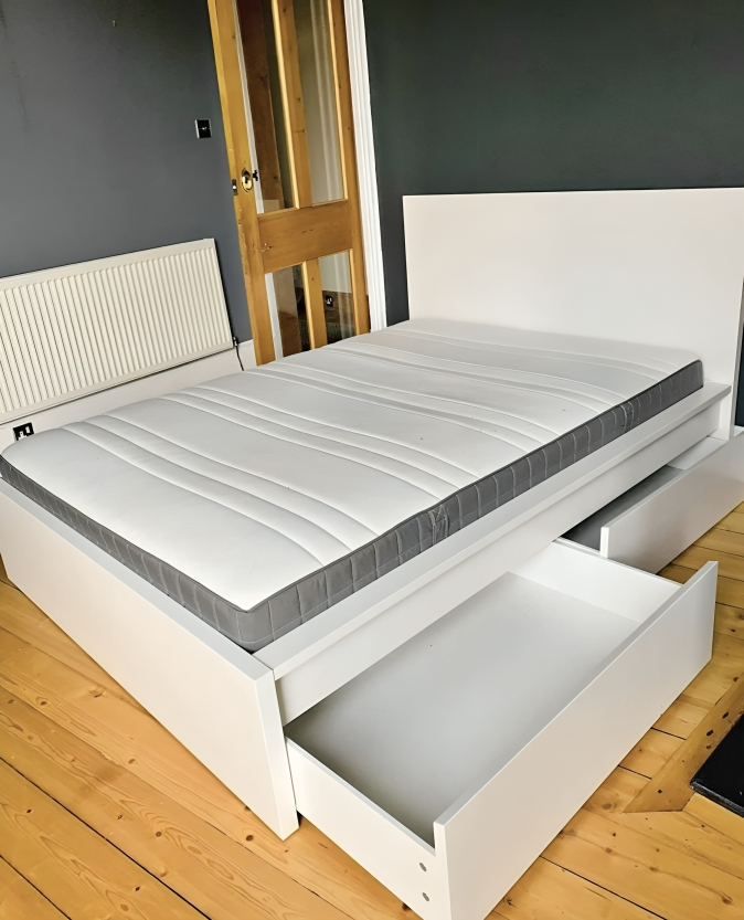 IKEA Malm Double size bed  frame with mattress - White