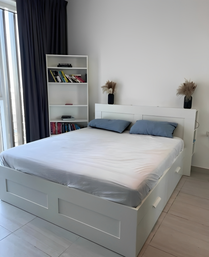 IKEA Brimness Queen size bed frame with mattress.