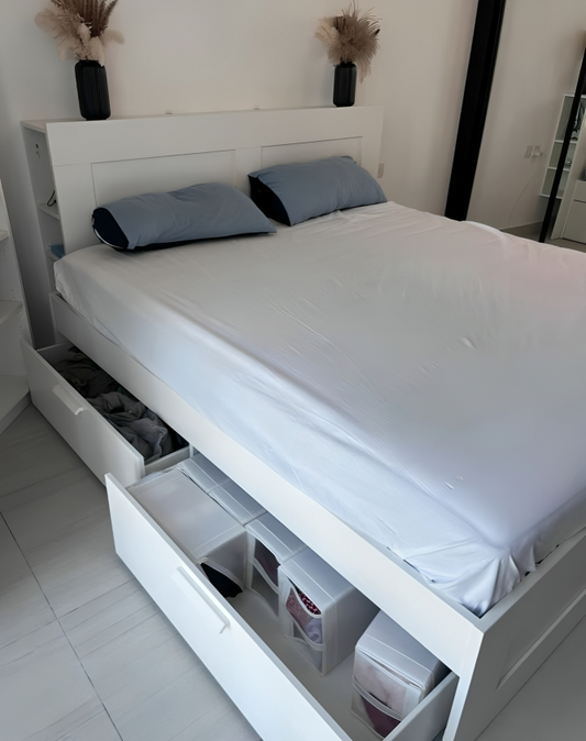 IKEA Brimness Queen size bed frame with mattress.