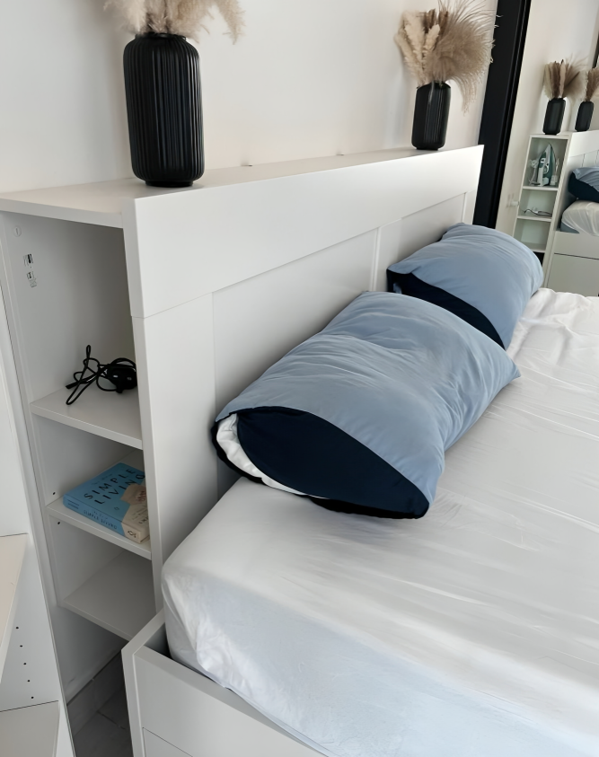 IKEA Brimness Queen size bed frame with mattress.